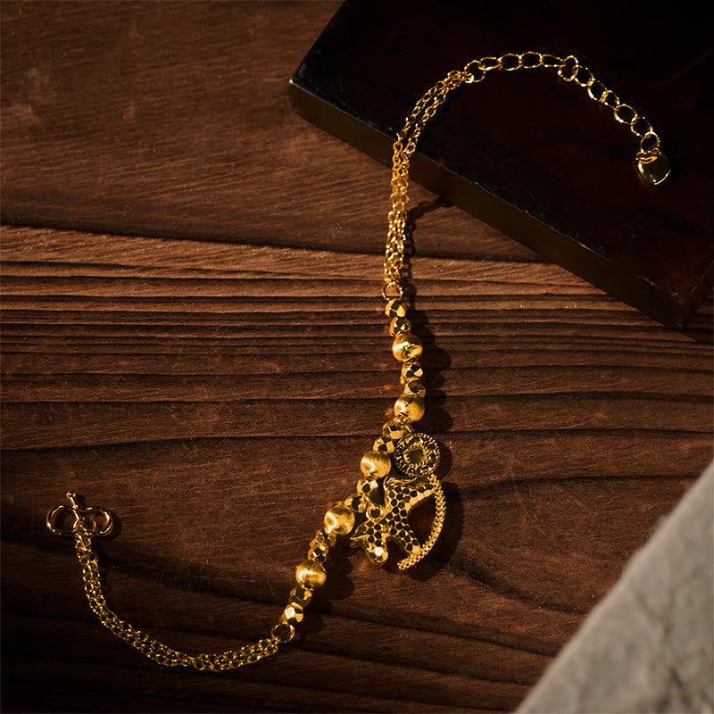 Wear FengShui Chinese Zodiac Year Of The Horse 24k Gold Plated Copper Coin Luck Bracelet