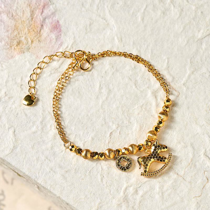 Wear FengShui Chinese Zodiac Year Of The Horse 24k Gold Plated Copper Coin Luck Bracelet