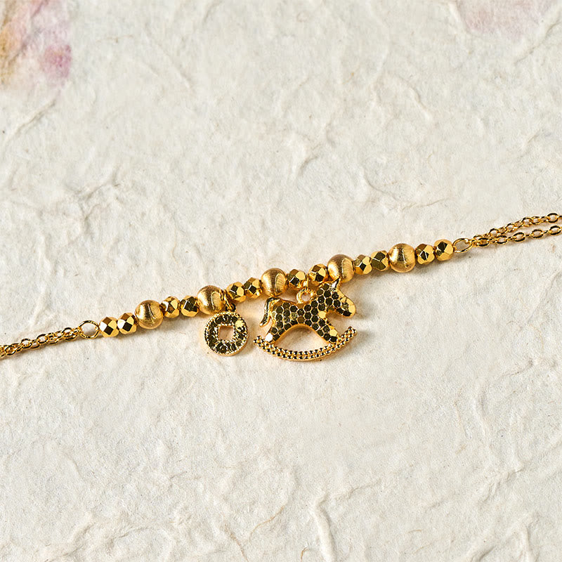Wear FengShui Chinese Zodiac Year Of The Horse 24k Gold Plated Copper Coin Luck Bracelet