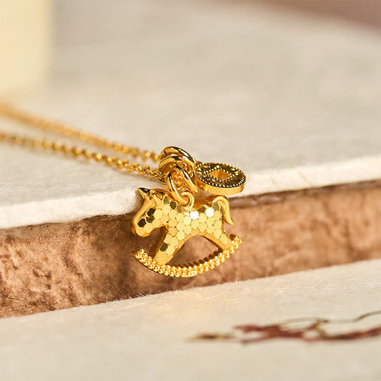 Wear FengShui Year Of The Horse 24k Gold Plated Copper Coin Necklace Pendant