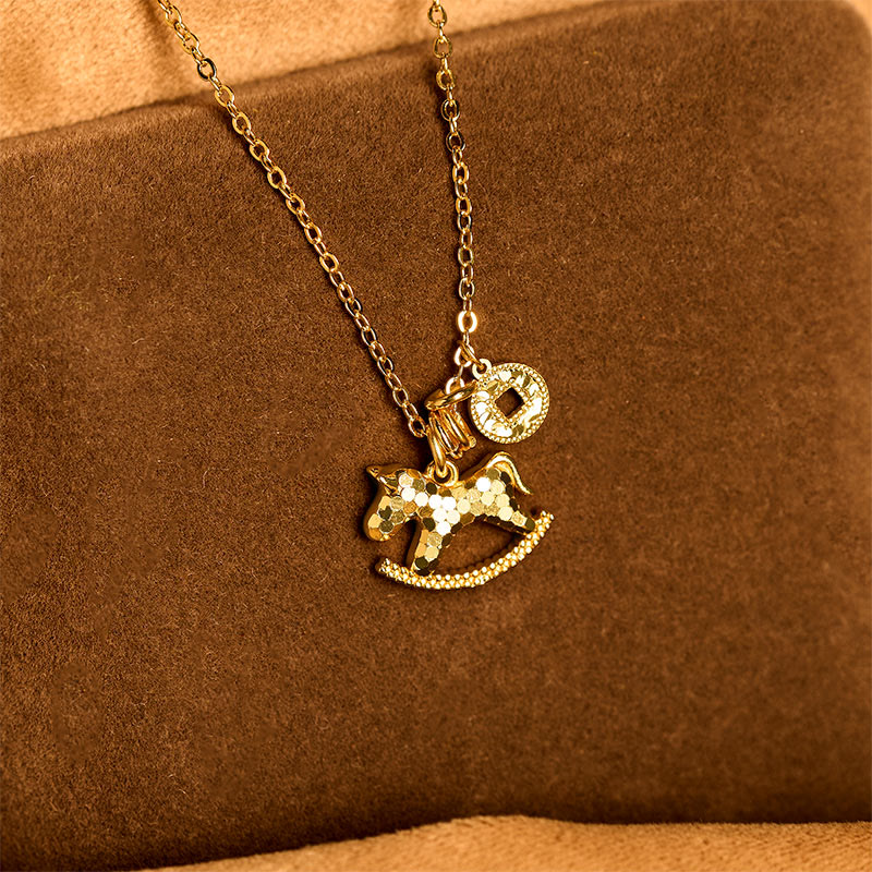 Wear FengShui Year Of The Horse 24k Gold Plated Copper Coin Necklace Pendant