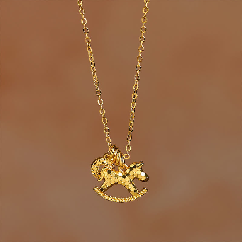 Wear FengShui Year Of The Horse 24k Gold Plated Copper Coin Necklace Pendant