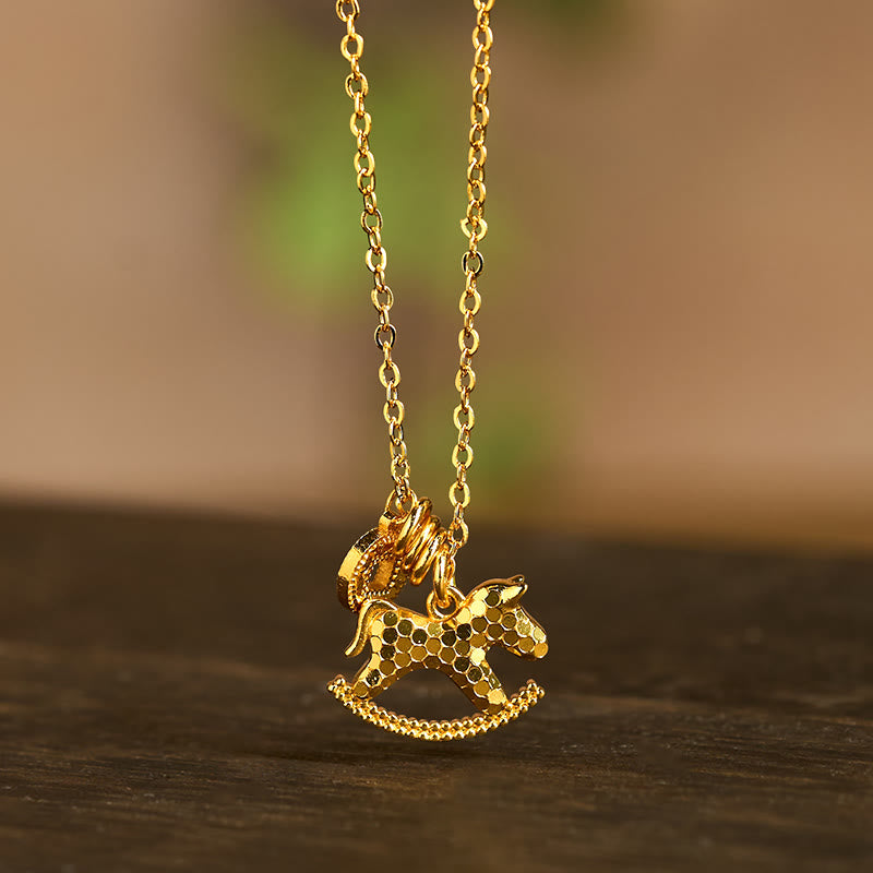 Wear FengShui Year Of The Horse 24k Gold Plated Copper Coin Necklace Pendant