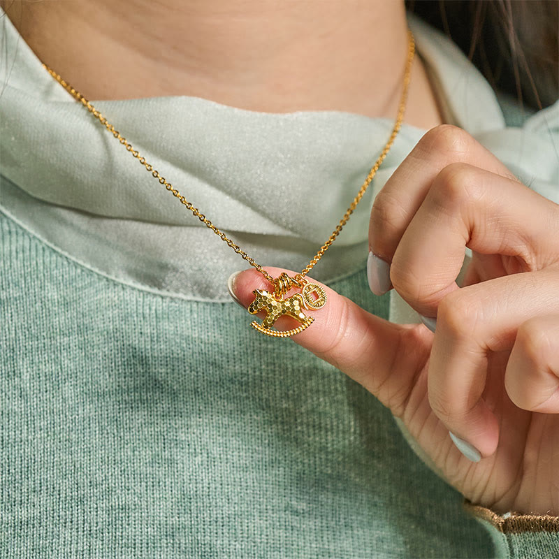 Wear FengShui Year Of The Horse 24k Gold Plated Copper Coin Necklace Pendant