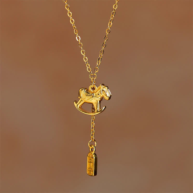 Wear FengShui Year Of The Horse 24k Gold Plated Copper Peaceful Necklace Pendant