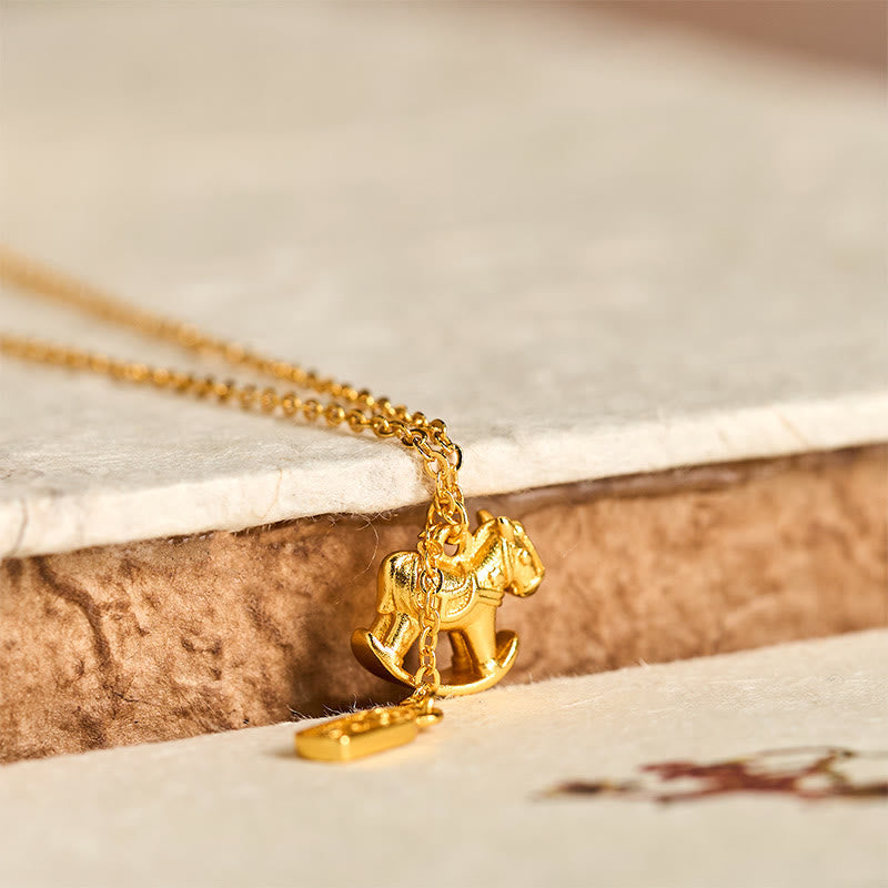 Wear FengShui Year Of The Horse 24k Gold Plated Copper Peaceful Necklace Pendant