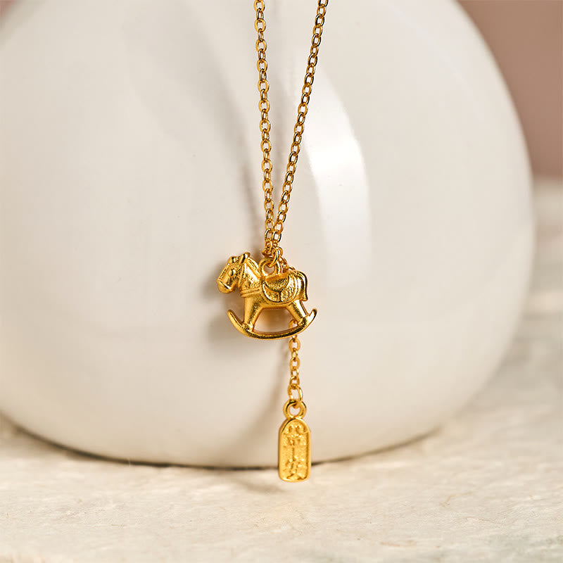 Wear FengShui Year Of The Horse 24k Gold Plated Copper Peaceful Necklace Pendant