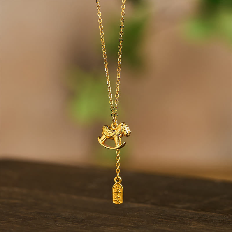Wear FengShui Year Of The Horse 24k Gold Plated Copper Peaceful Necklace Pendant
