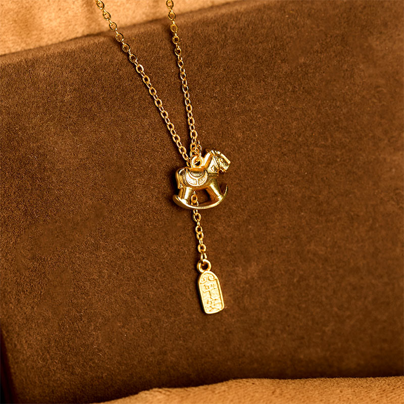 Wear FengShui Year Of The Horse 24k Gold Plated Copper Peaceful Necklace Pendant