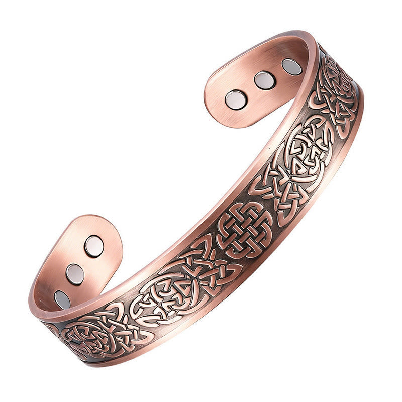 Wear FengShui Copper Abstract Line Pattern Open Luck Cuff Bracelet Bangle Ring