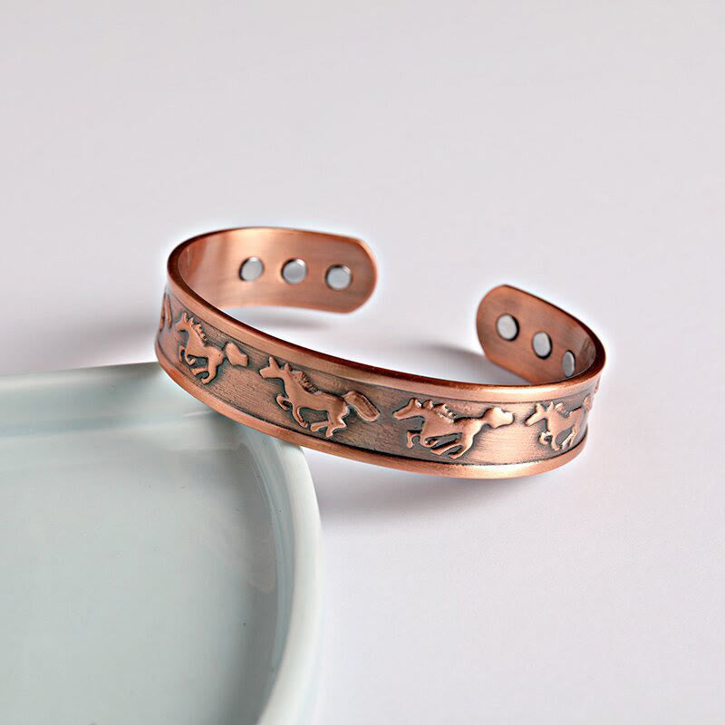 Wear FengShui Year Of The Horse Copper Open Self Care Cuff Bracelet Bangle