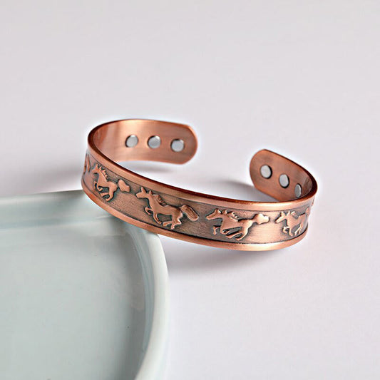 Wear FengShui Year Of The Horse Copper Open Self Care Cuff Bracelet Bangle