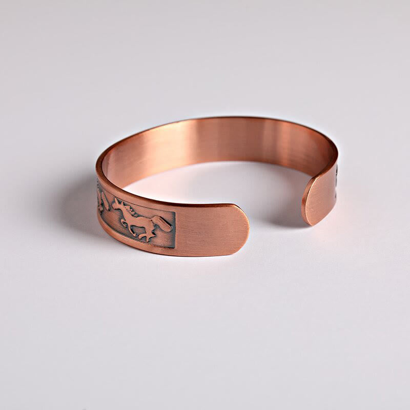Wear FengShui Year Of The Horse Copper Open Self Care Cuff Bracelet Bangle