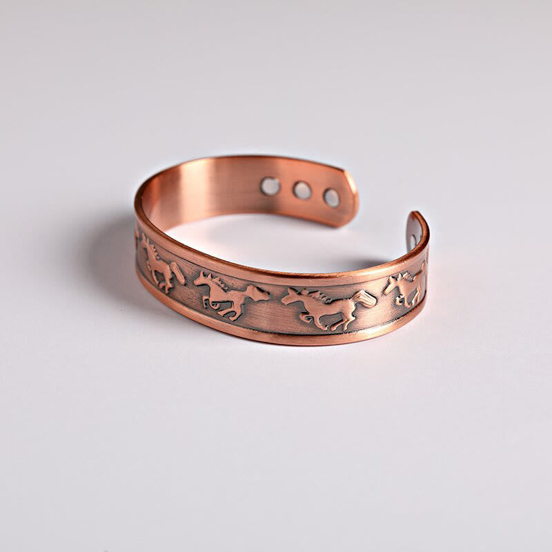 Wear FengShui Year Of The Horse Copper Open Self Care Cuff Bracelet Bangle