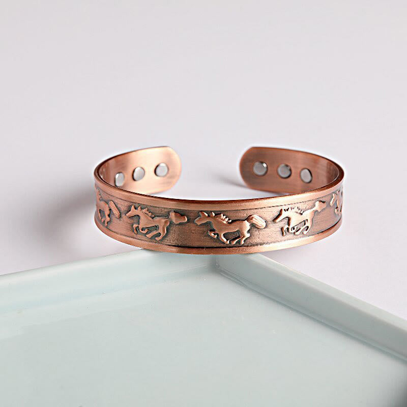 Wear FengShui Year Of The Horse Copper Open Self Care Cuff Bracelet Bangle