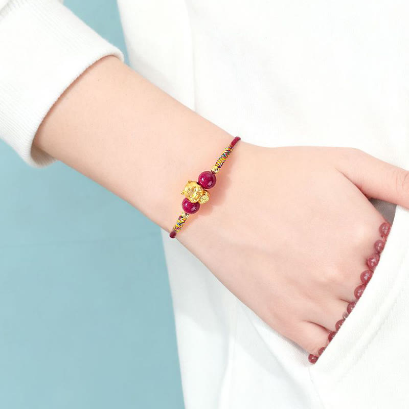 Wear FengShui 999 Sterling Silver Year of the Horse Fu Character Red String Cinnabar Luck Bracelet