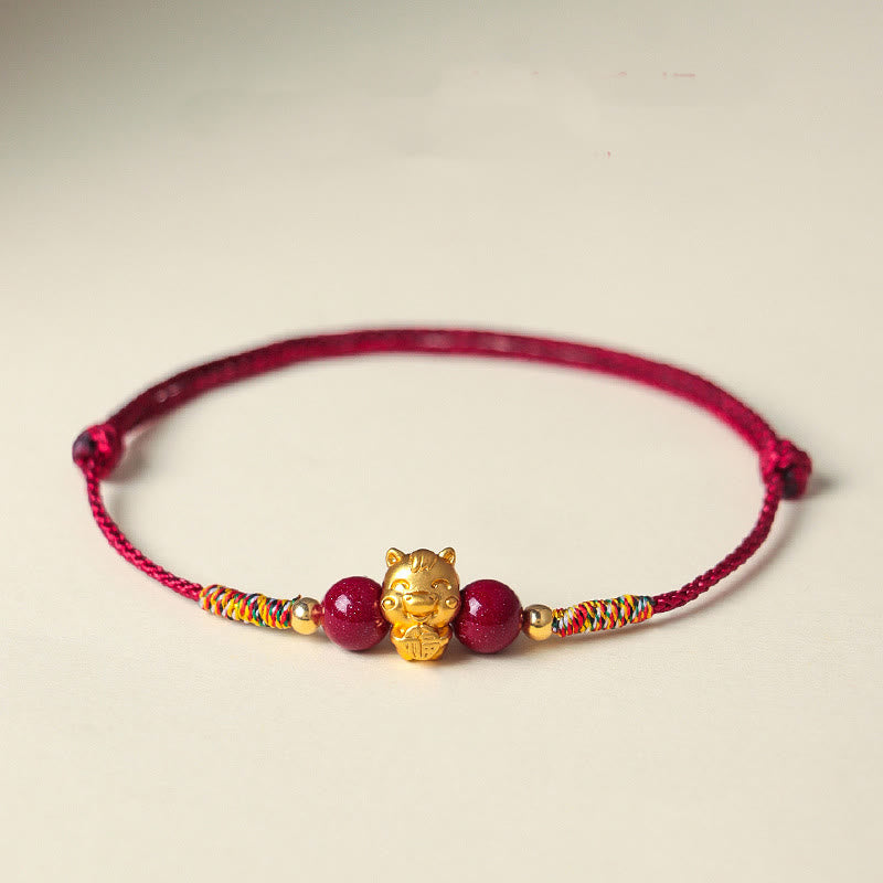 Wear FengShui 999 Sterling Silver Year of the Horse Fu Character Red String Cinnabar Luck Bracelet