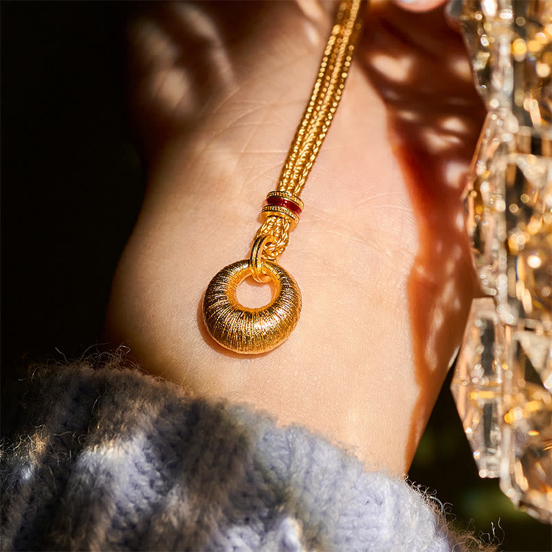 Wear FengShui "Wishing You Lasting Peace" 24k Gold Plated Copper Peace Buckle Necklace Includes Gift Message Card