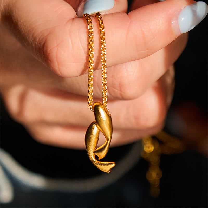 Wear FengShui Double Koi Fish 24k Gold Plated Brass Chain Wealth Necklace Pendant