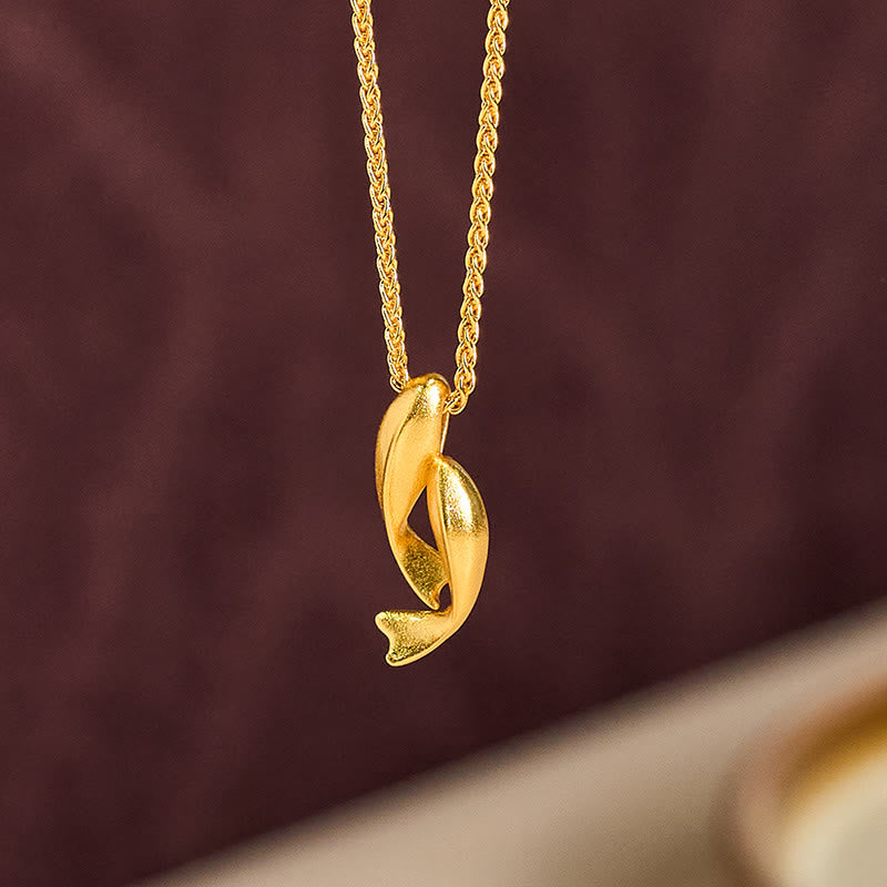 Wear FengShui Double Koi Fish 24k Gold Plated Brass Chain Wealth Necklace Pendant