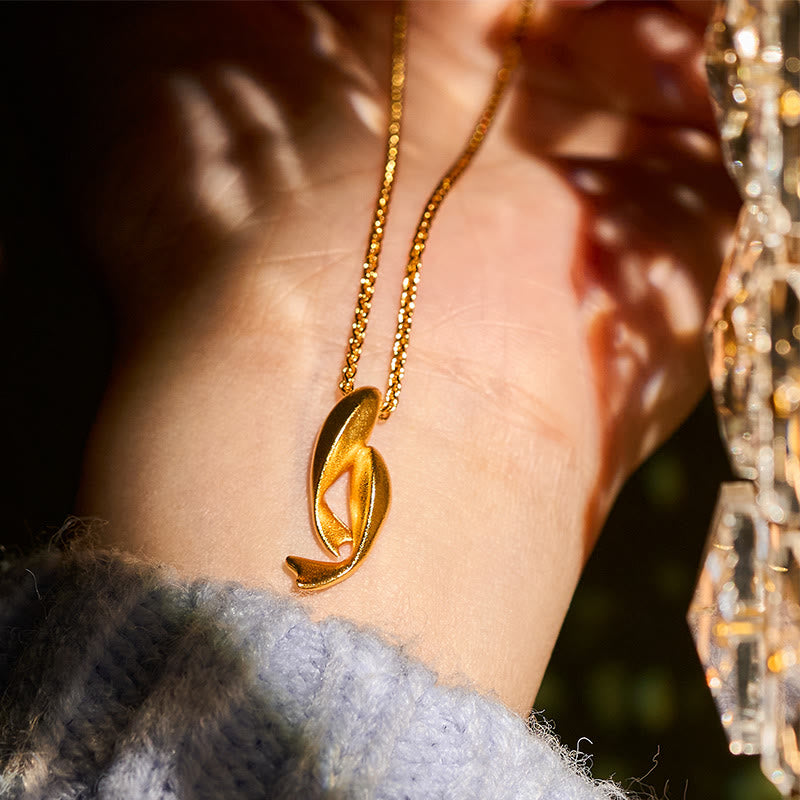Wear FengShui Double Koi Fish 24k Gold Plated Brass Chain Wealth Necklace Pendant