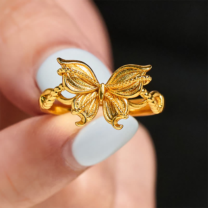 Wear FengShui 24k Gold Plated Brass Butterfly Symbol Adjustable Love Ring
