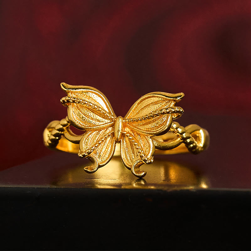 Wear FengShui 24k Gold Plated Brass Butterfly Symbol Adjustable Love Ring