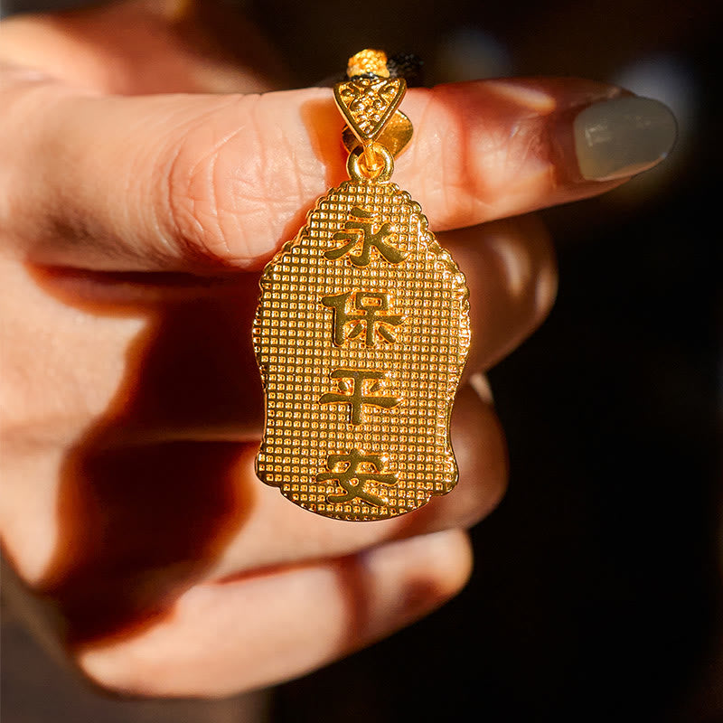 Wear FengShui 24k Gold Plated Brass Buddha Symbol Braided Cord Serenity Necklace Pendant