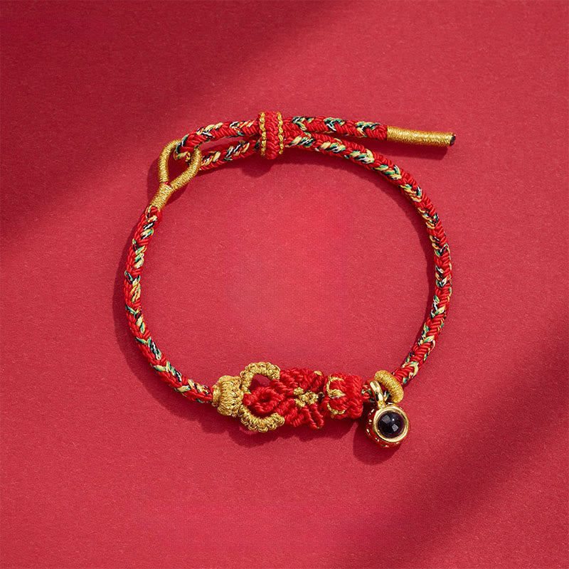 Wear FengShui String Projection Stone Hand-woven Buddha Knots Connection Bracelet
