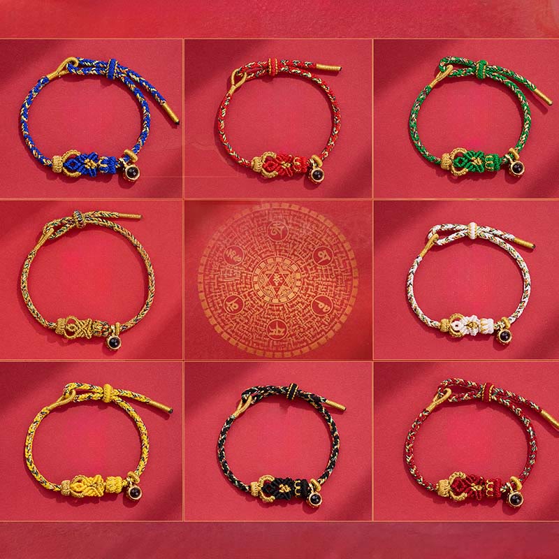 Wear FengShui String Projection Stone Hand-woven Buddha Knots Connection Bracelet