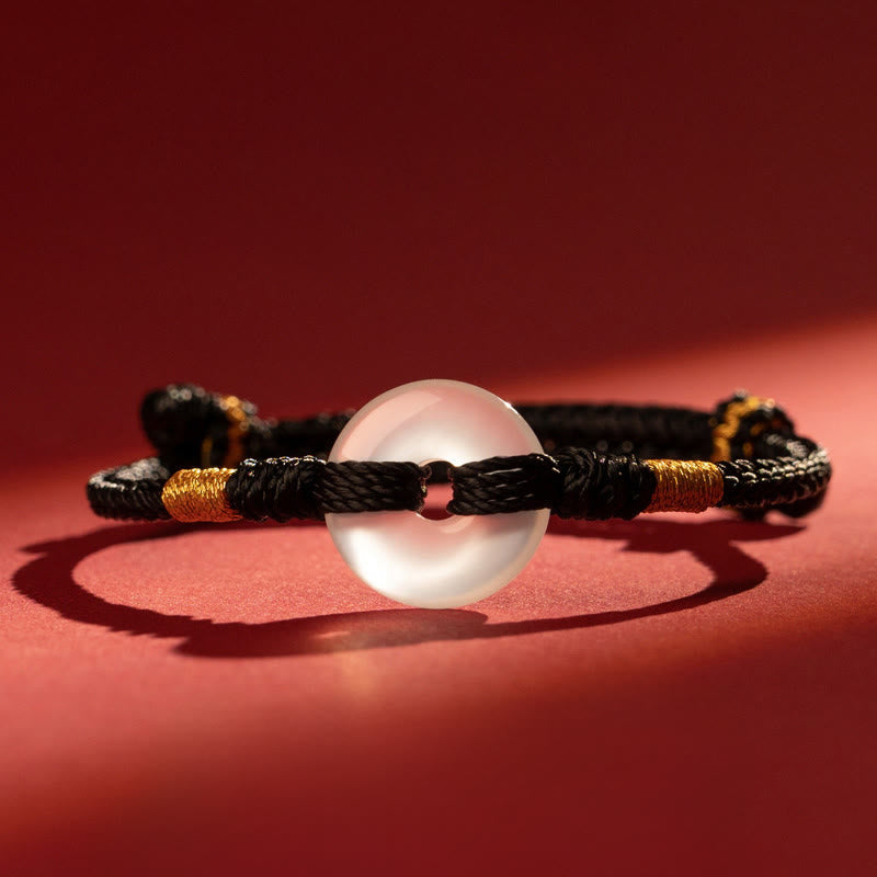 Wear FengShui White Chalcedony Peace Buckle Braided Connection Bracelet
