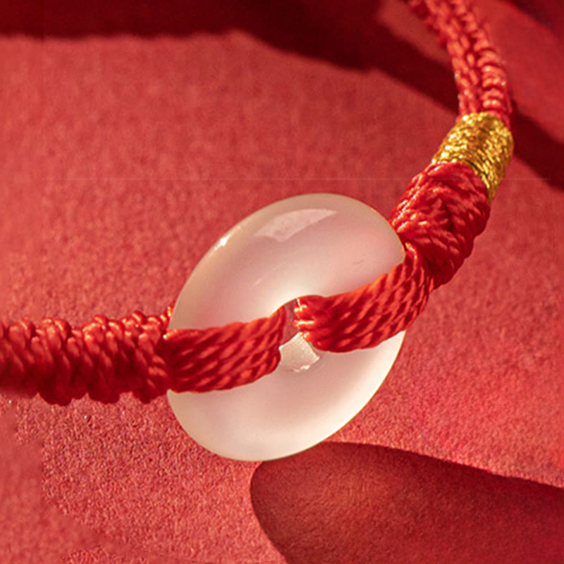 Wear FengShui White Chalcedony Peace Buckle Braided Connection Bracelet