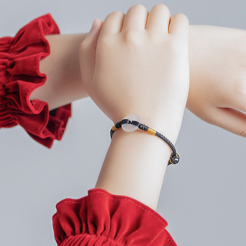 Wear FengShui White Chalcedony Peace Buckle Braided Connection Bracelet
