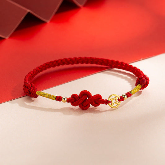 Wear FengShui Ruyi Knot Copper Coin Braided Protection Bracelet
