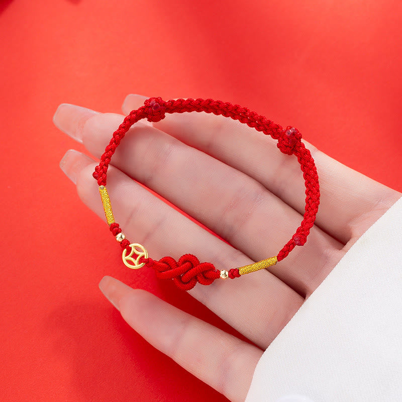 Wear FengShui Ruyi Knot Copper Coin Braided Protection Bracelet