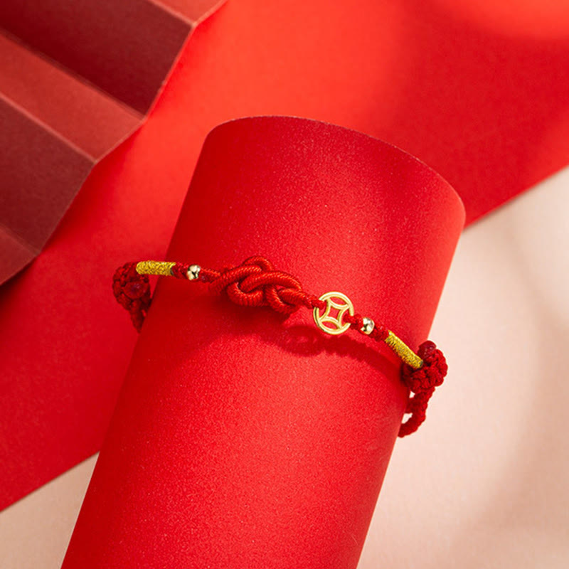 Wear FengShui Ruyi Knot Copper Coin Braided Protection Bracelet
