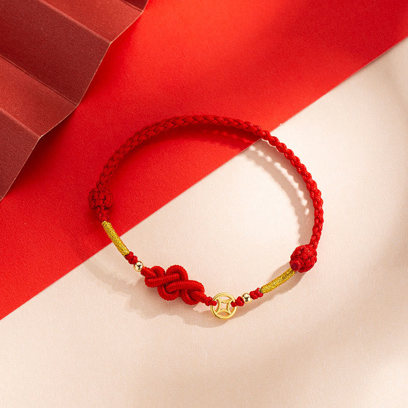 Wear FengShui Ruyi Knot Copper Coin Braided Protection Bracelet