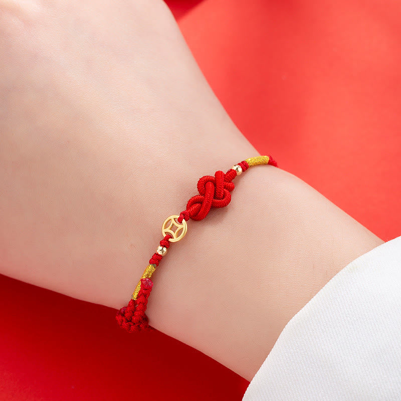 Wear FengShui Ruyi Knot Copper Coin Braided Protection Bracelet