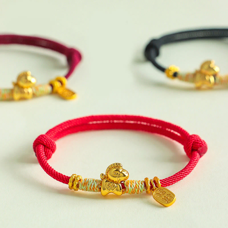 Wear FengShui Year Of The Horse Red String Black String Lucky Fortune Charm Braided Connection Bracelet
