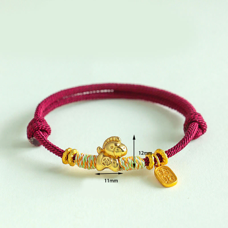 Wear FengShui Year Of The Horse Red String Black String Lucky Fortune Charm Braided Connection Bracelet