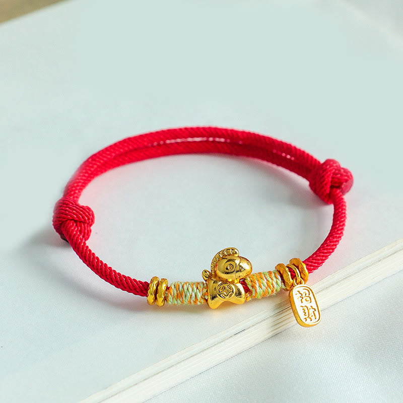 Wear FengShui Year Of The Horse Red String Black String Lucky Fortune Charm Braided Connection Bracelet