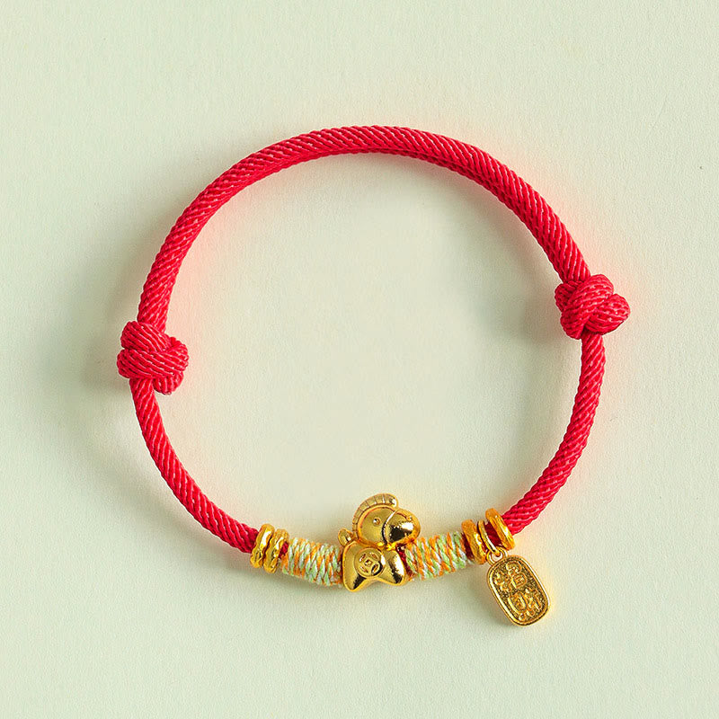 Wear FengShui Year Of The Horse Red String Black String Lucky Fortune Charm Braided Connection Bracelet