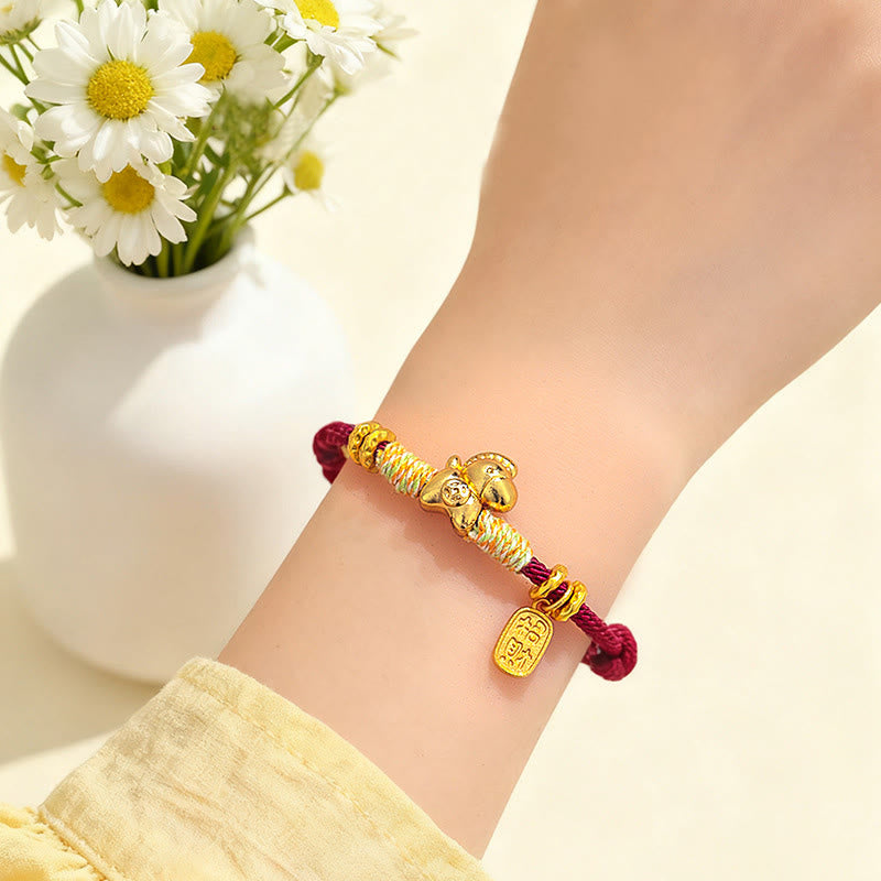 Wear FengShui Year Of The Horse Red String Black String Lucky Fortune Charm Braided Connection Bracelet