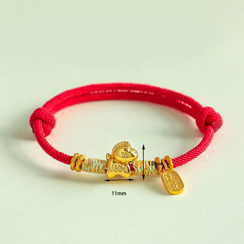 Wear FengShui Year Of The Horse Red String Black String Lucky Fortune Charm Braided Connection Bracelet