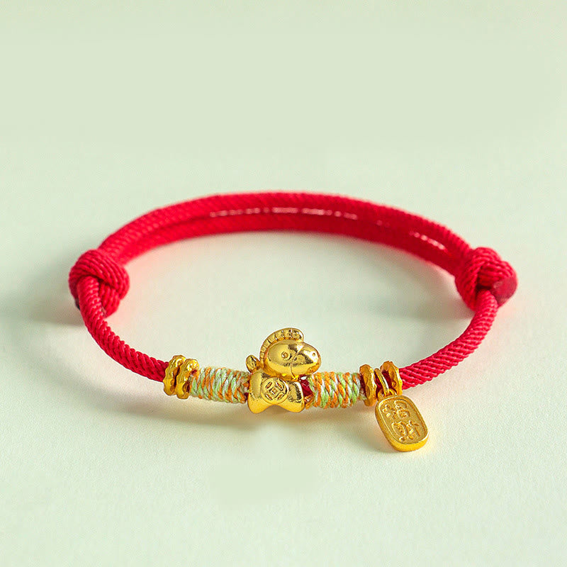 Wear FengShui Year Of The Horse Red String Black String Lucky Fortune Charm Braided Connection Bracelet