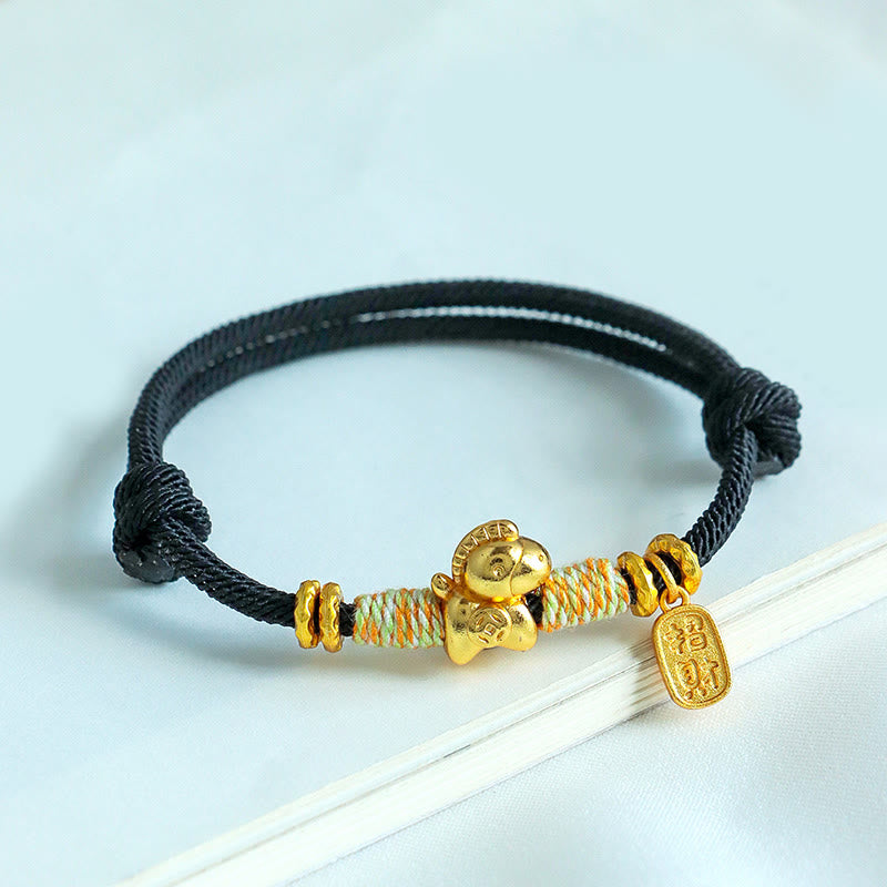 Wear FengShui Year Of The Horse Red String Black String Lucky Fortune Charm Braided Connection Bracelet