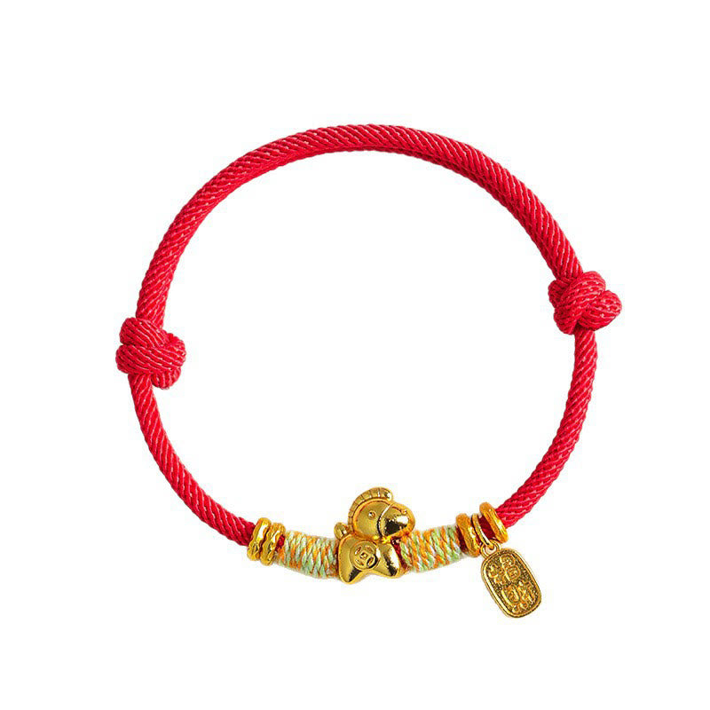 Wear FengShui Year Of The Horse Red String Black String Lucky Fortune Charm Braided Connection Bracelet