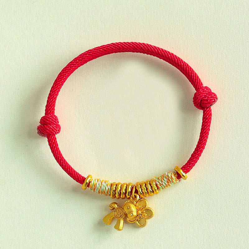 Wear FengShui Year Of The Horse Flower Charm Red String Connection Handmade Bracelet