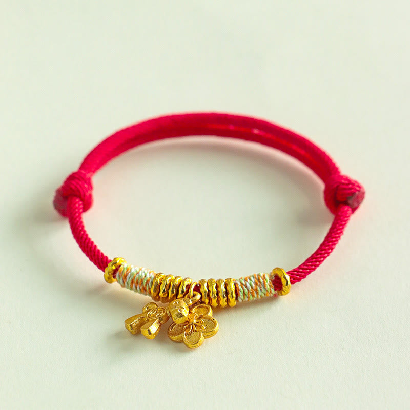 Wear FengShui Year Of The Horse Flower Charm Red String Connection Handmade Bracelet