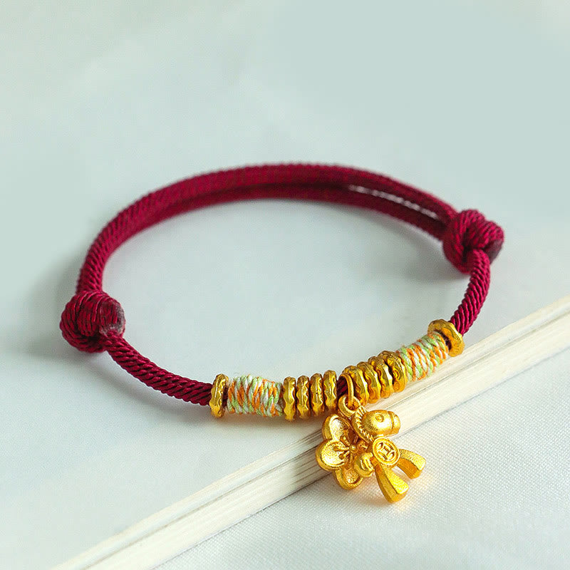 Wear FengShui Year Of The Horse Flower Charm Red String Connection Handmade Bracelet